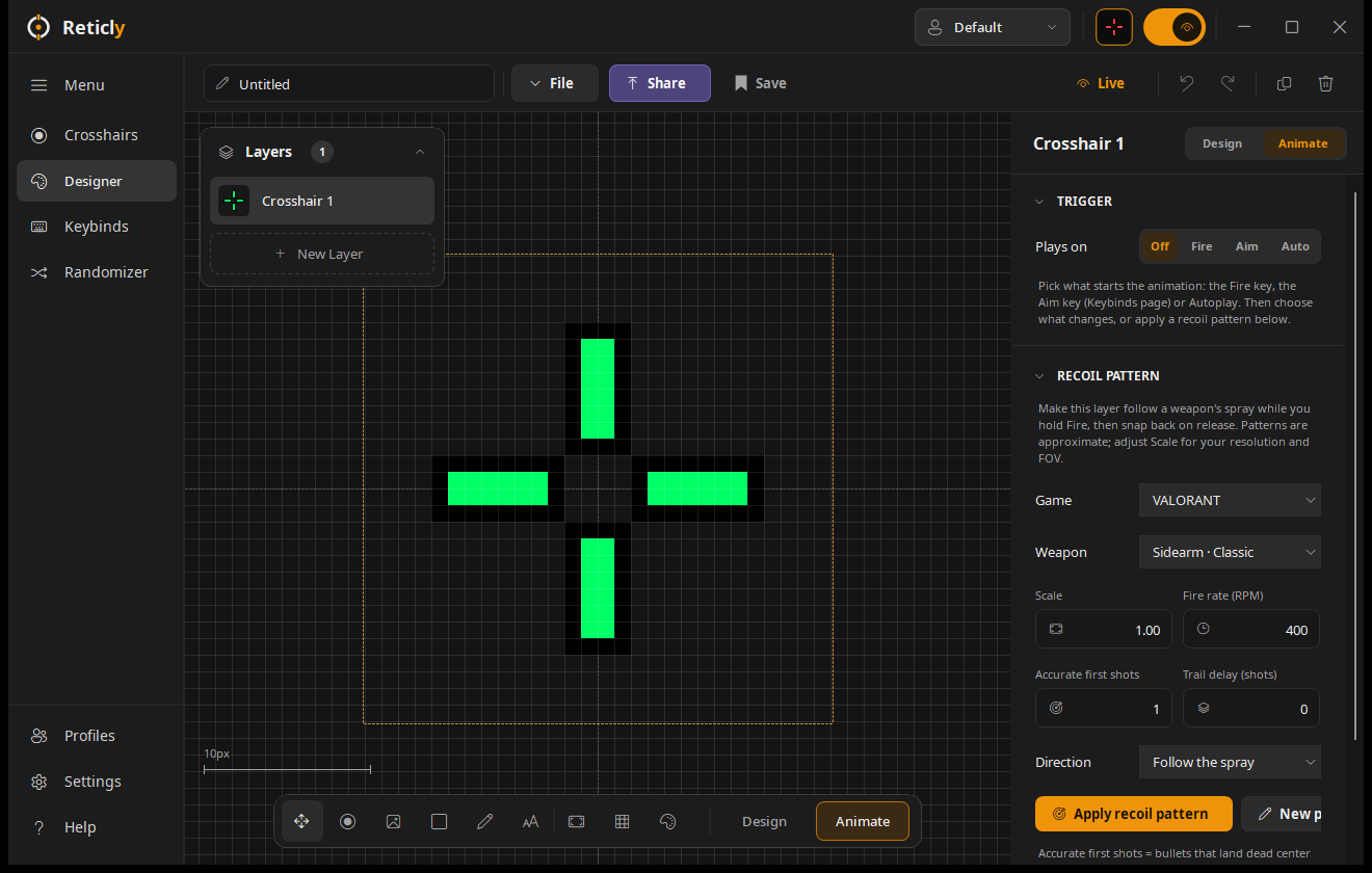 Reticly Recoil pattern screen